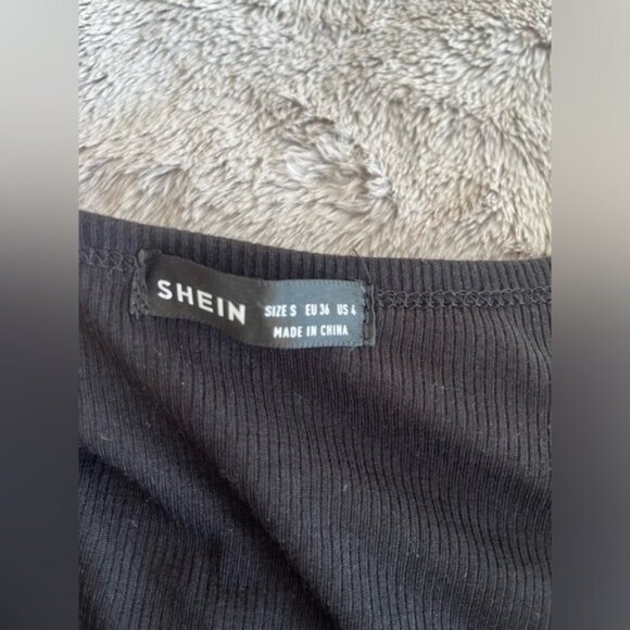 SHEIN twist front rib-knit crop top black size small - Picture 3 of 6